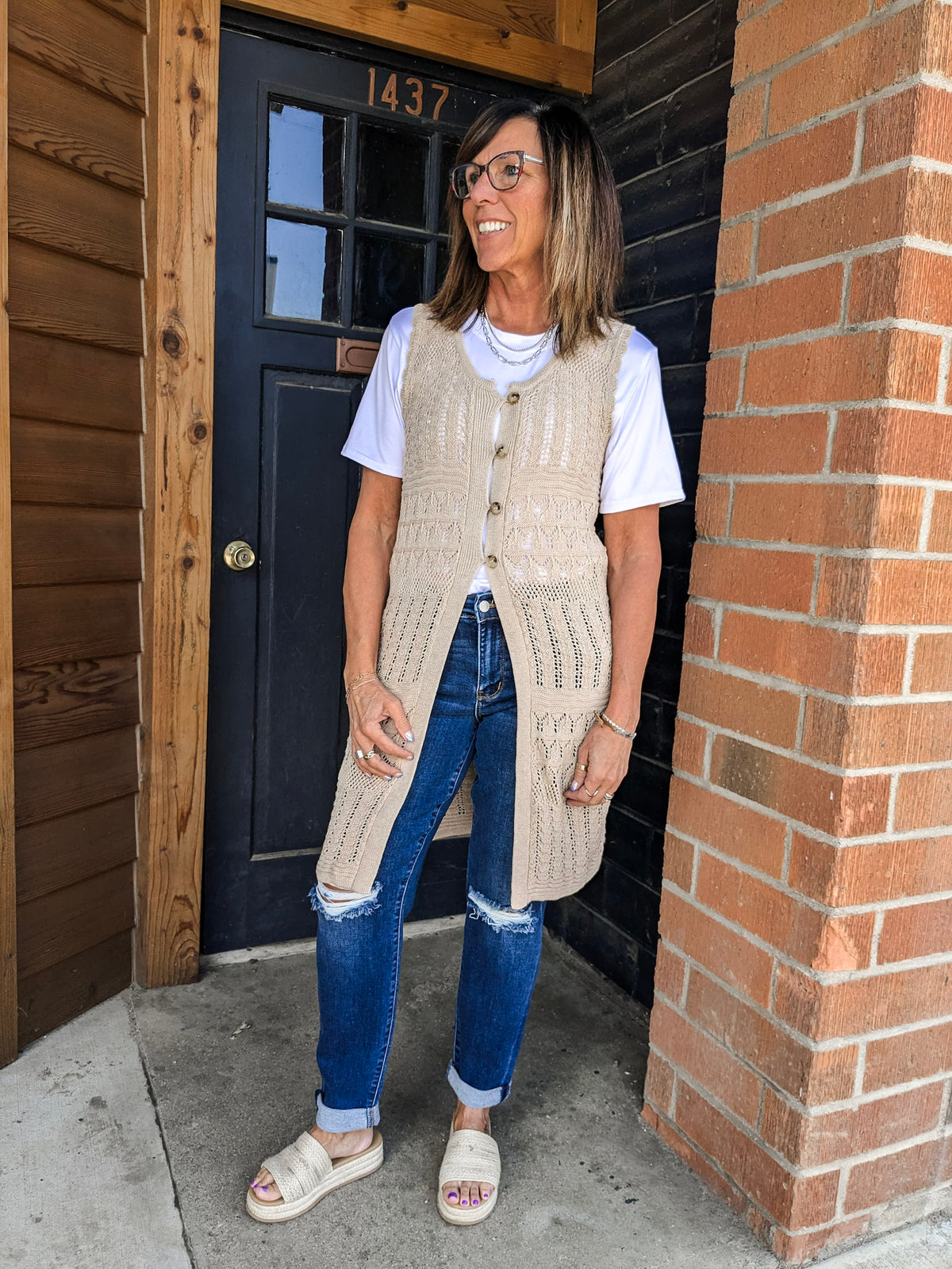 Crochet Knit Midi Duster