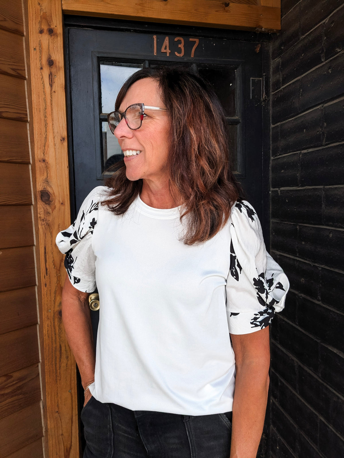 Floral Puffed Sleeve Top