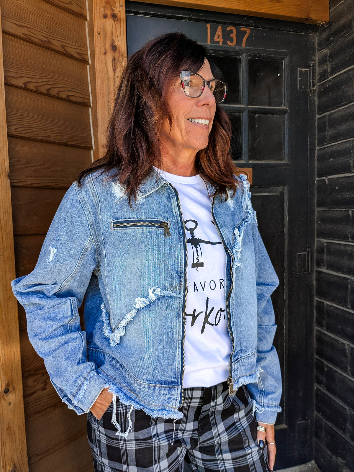 Frayed Patchwork Denim Jacket