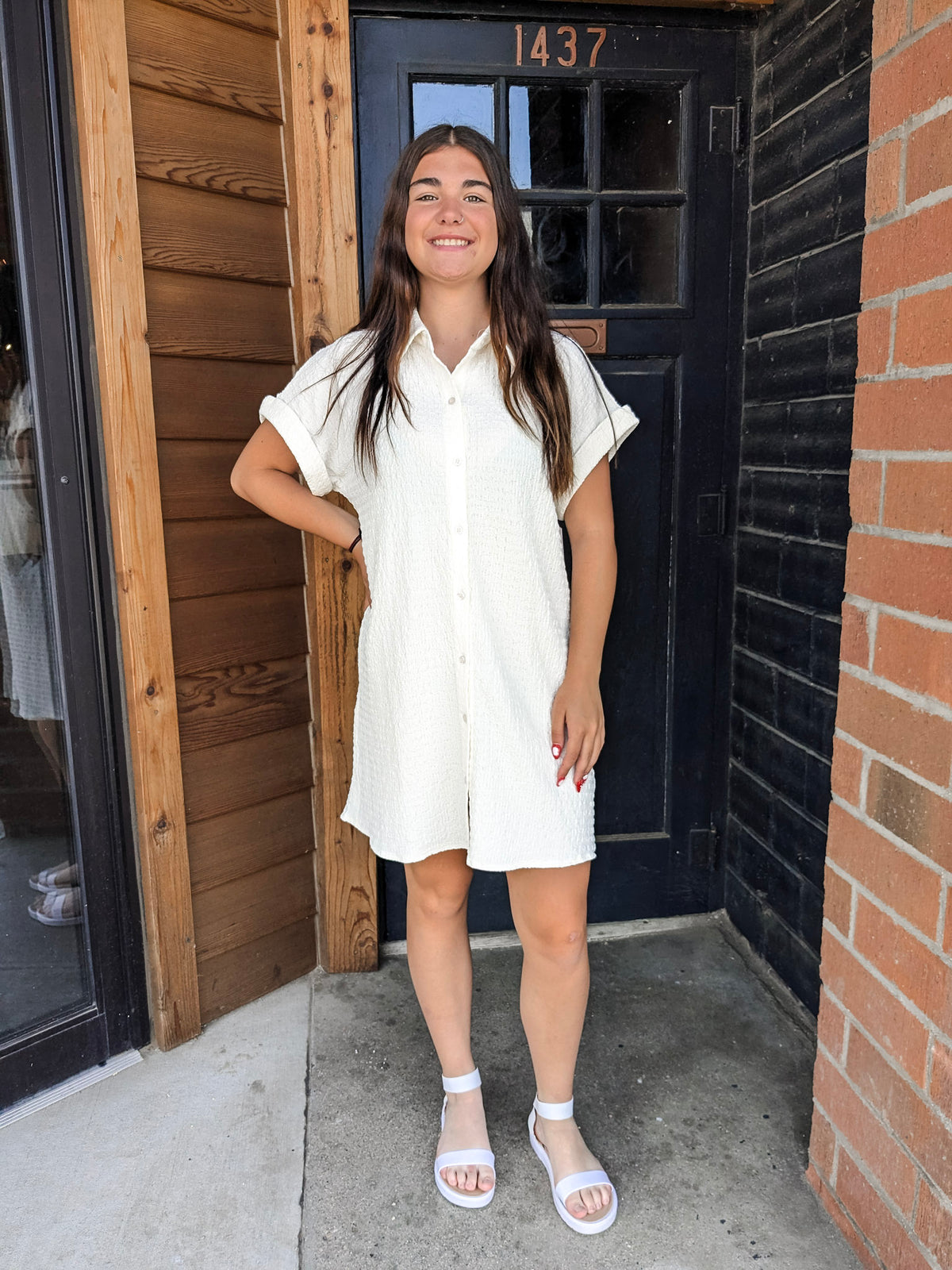 Textured Shirt Dress
