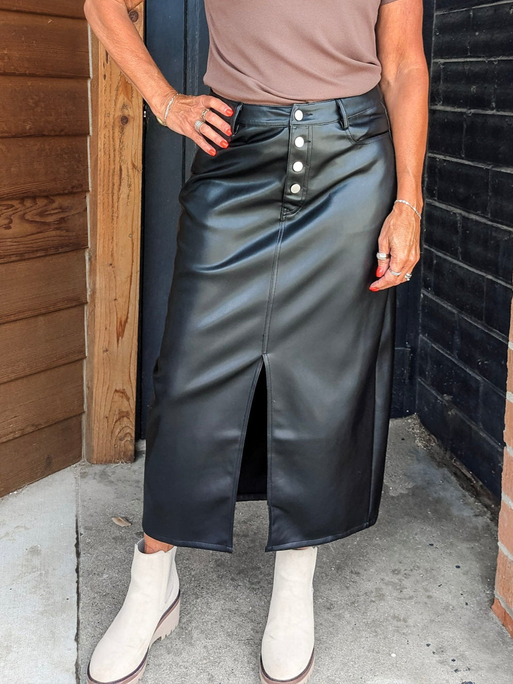 Faux Leather Maxi Skirt