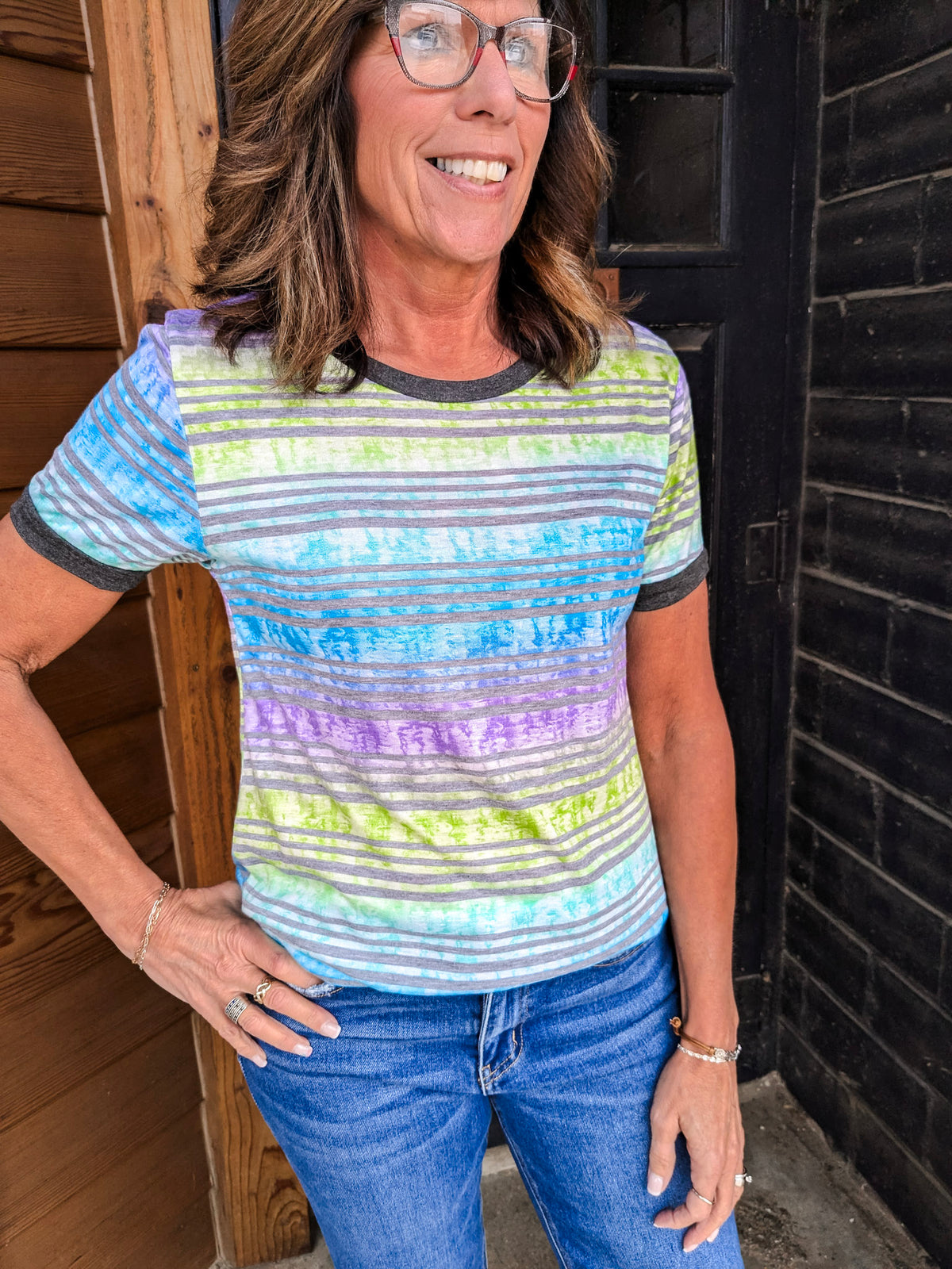 Striped Tee - Blue/Mint