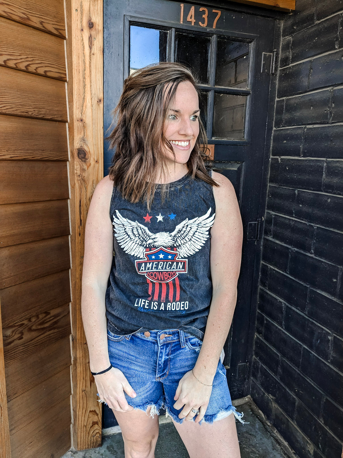 American Cowboy Graphic Tank - Mineral Black