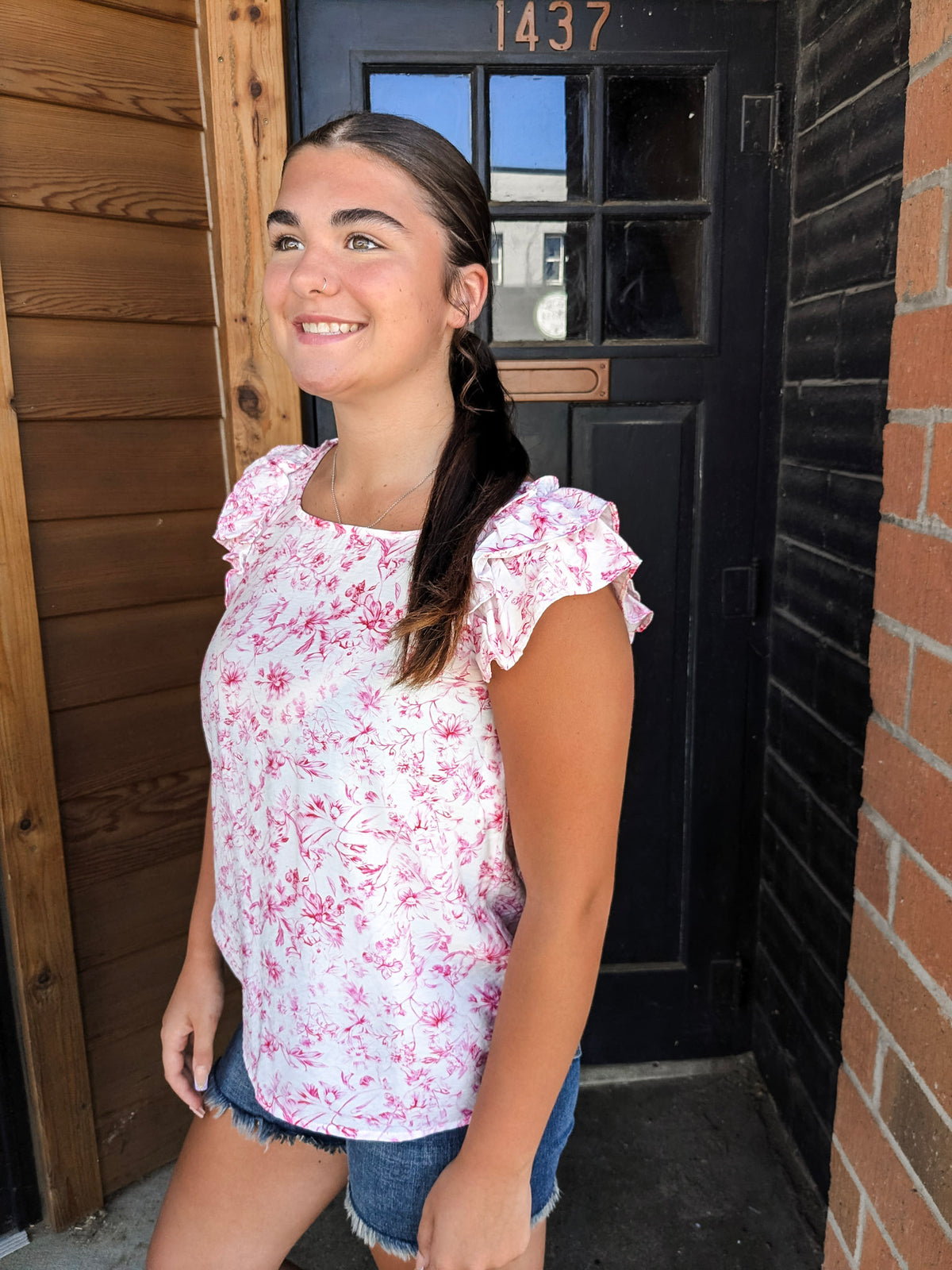 Perla Floral Short Sleeve Top