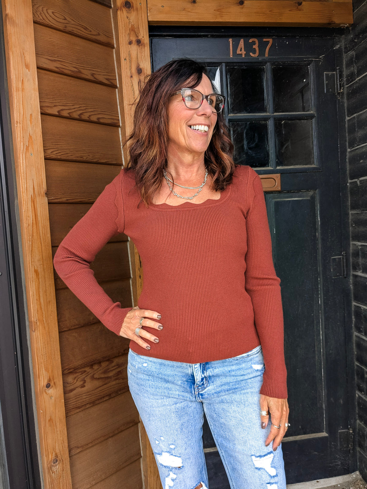 Scallop Long Sleeve Sweater