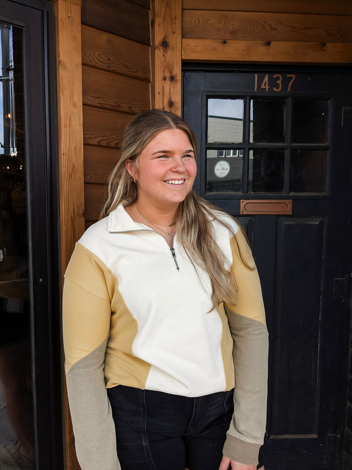 Garment Wash Quarter Zip Pullover - Off White