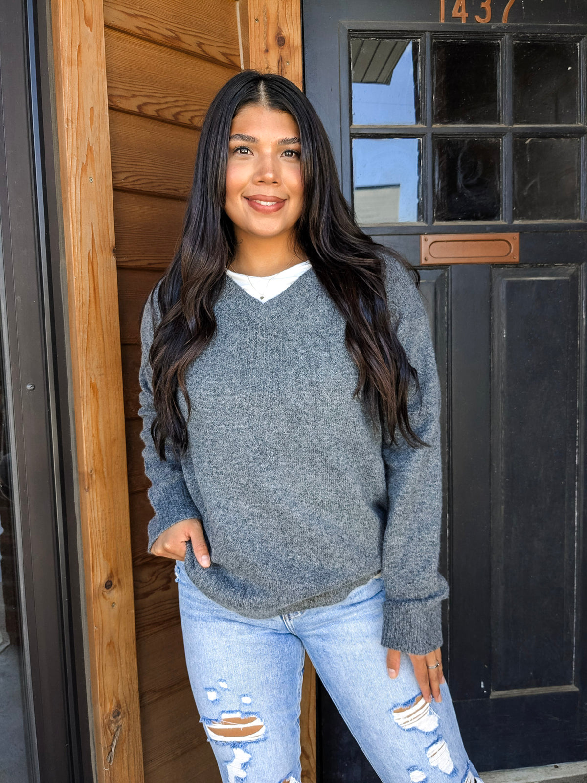 Jersey Mix V-Neck Sweater