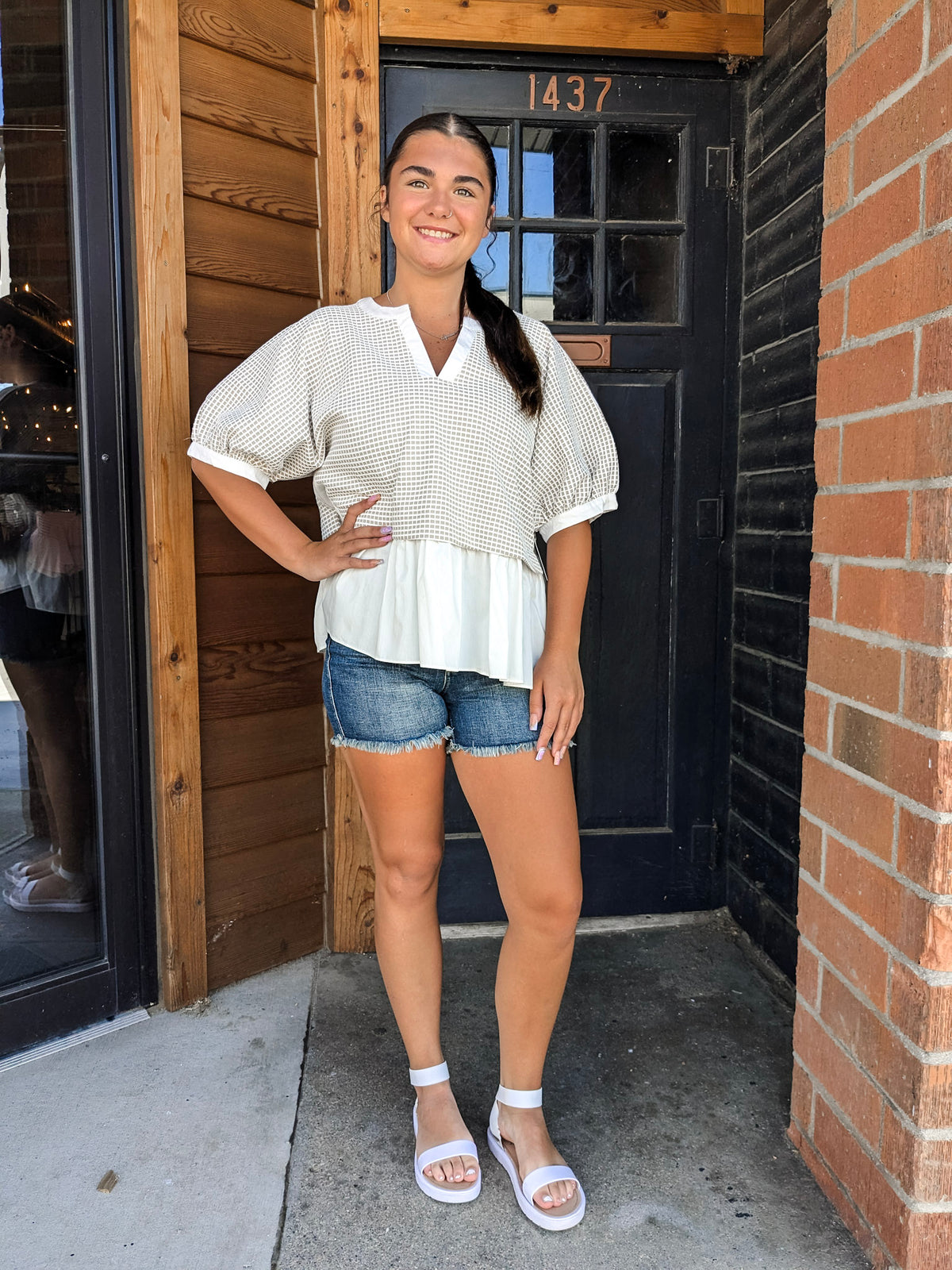 Mixed Media Volum Sleeve Top