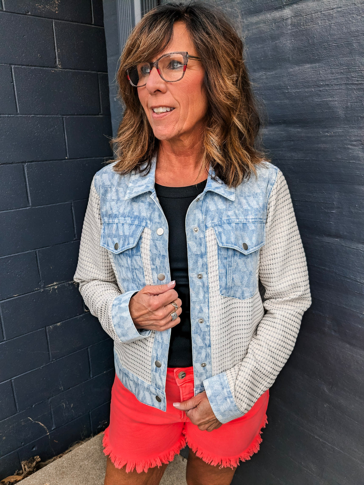 Mixed Media Denim Jacket