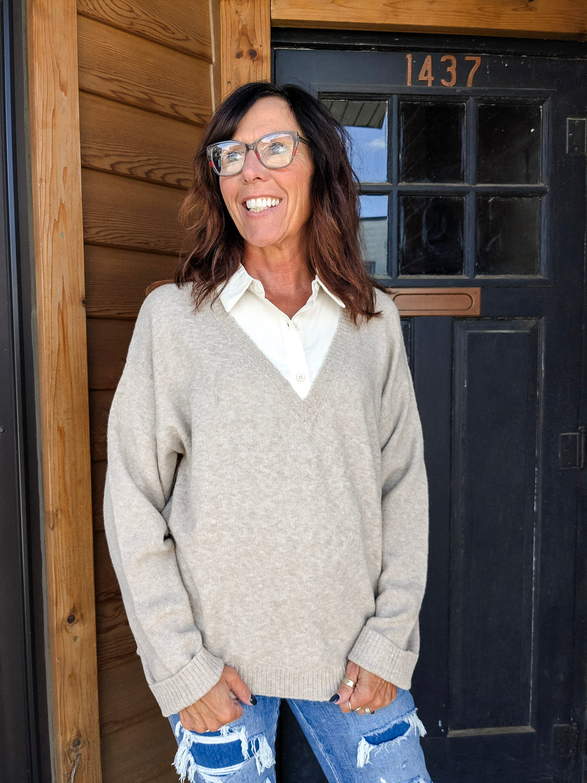 Layered Collar Pullover Sweater