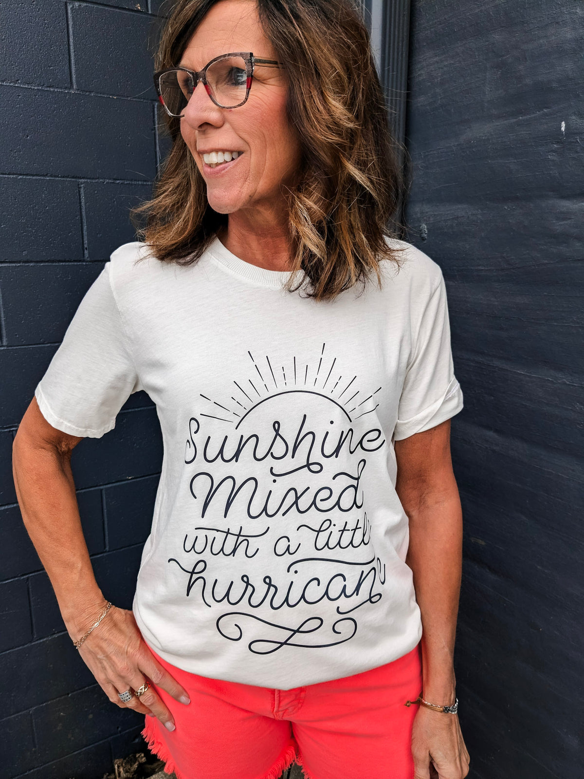 Sunshine Hurricane Graphic Tee -Oatmeal