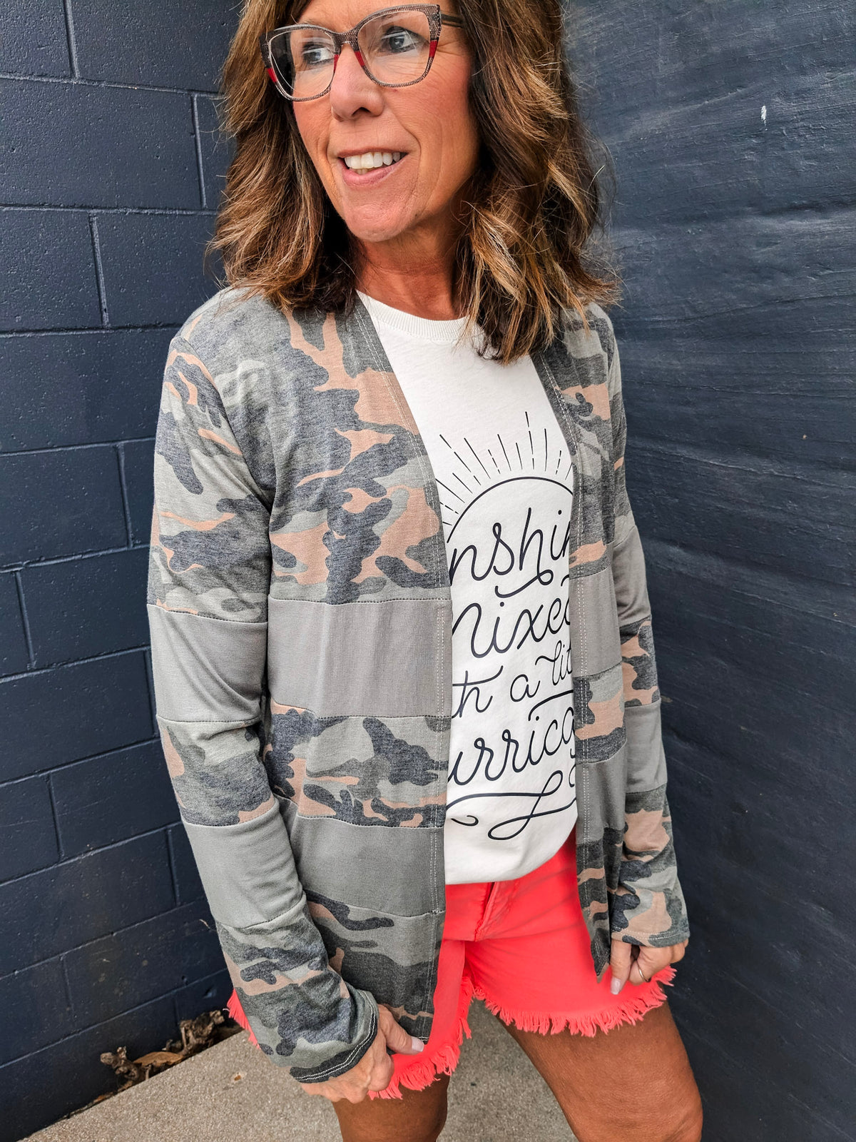 Camo Colorblock Lightweight Cardigan