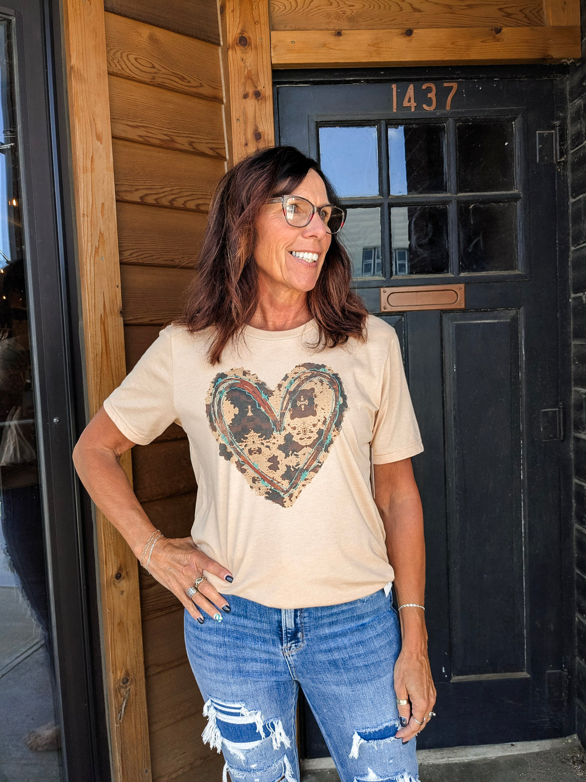 Cow Printed Heart Graphic Tee