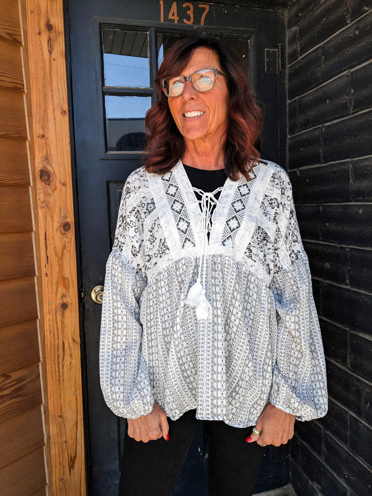 Boho Floral Peasant Blouse