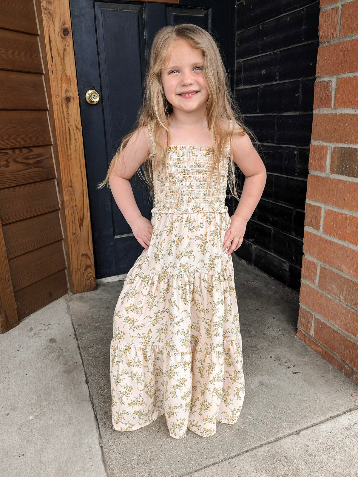 Girls Smocked Midi Dress