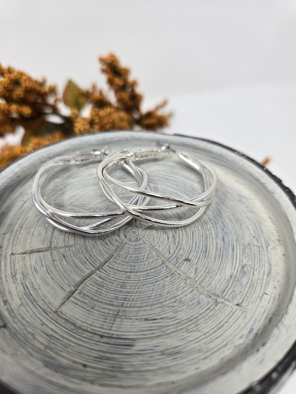 Silver Braid Hoops