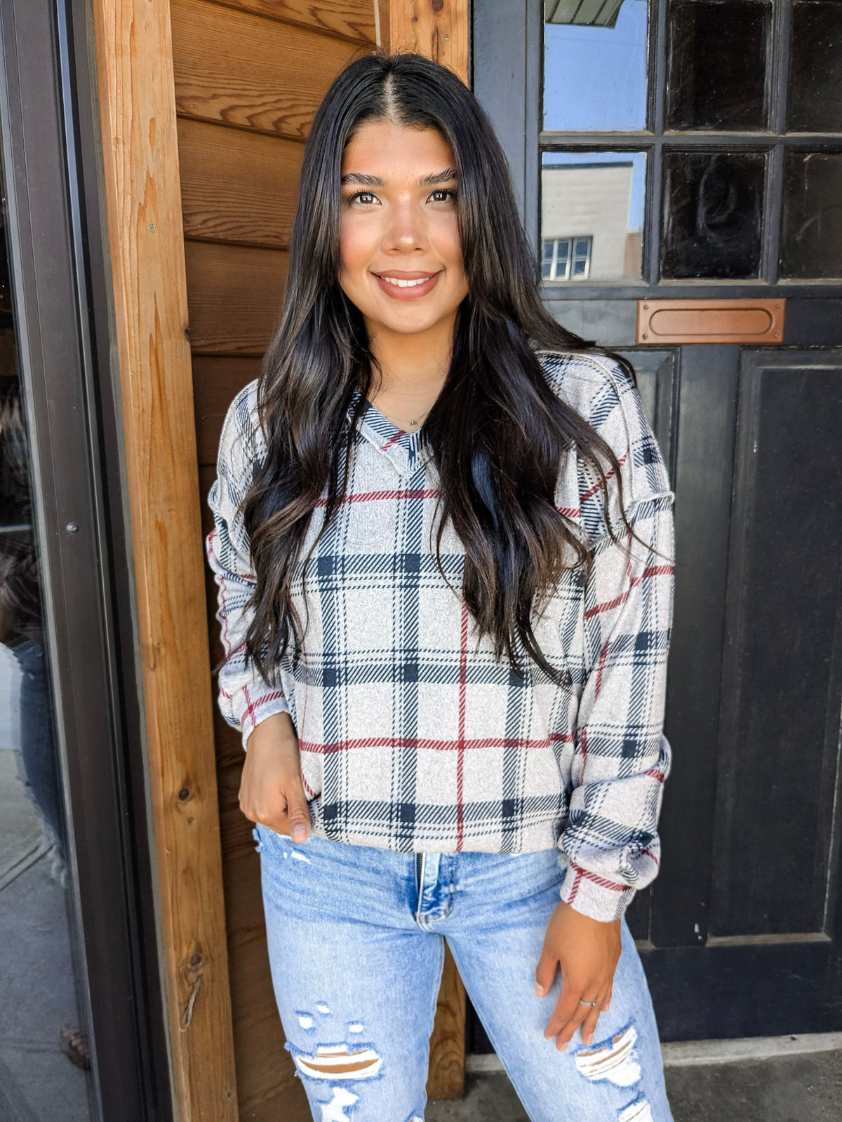 Plaid Print Top