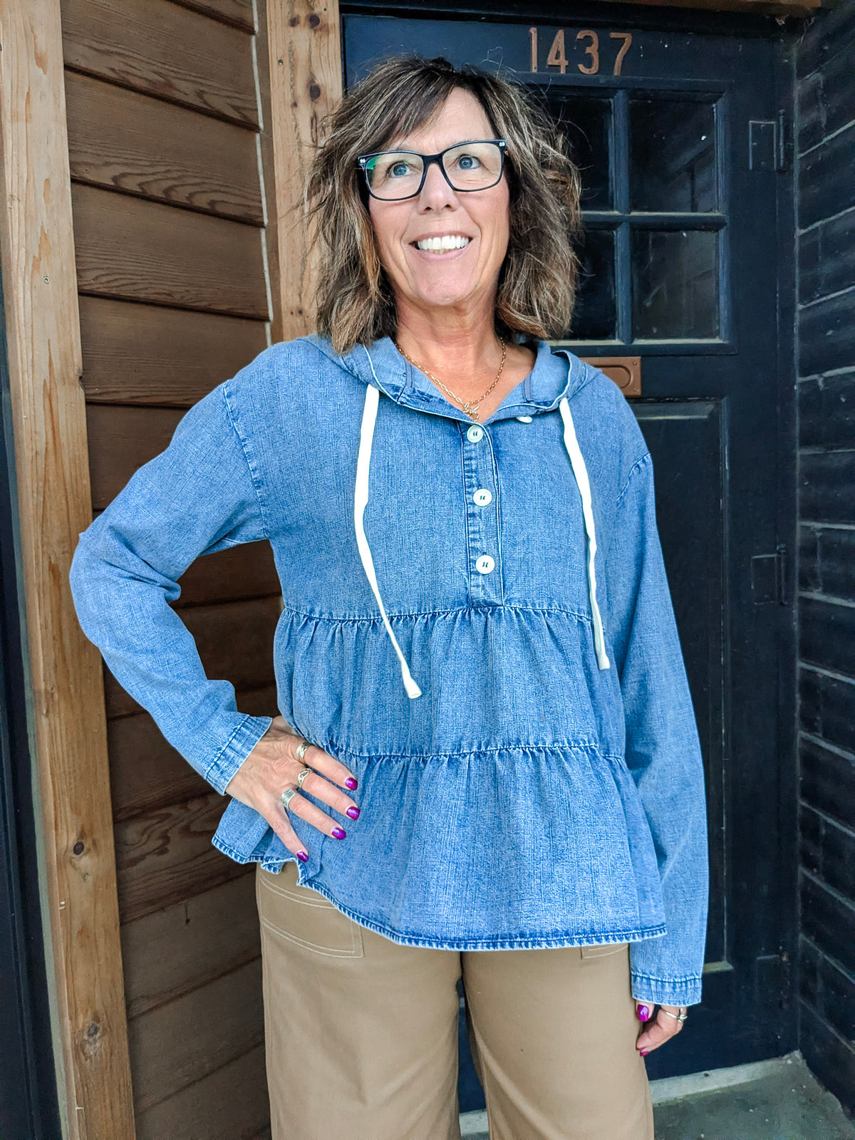 Dusty Road Ruffle Denim Top