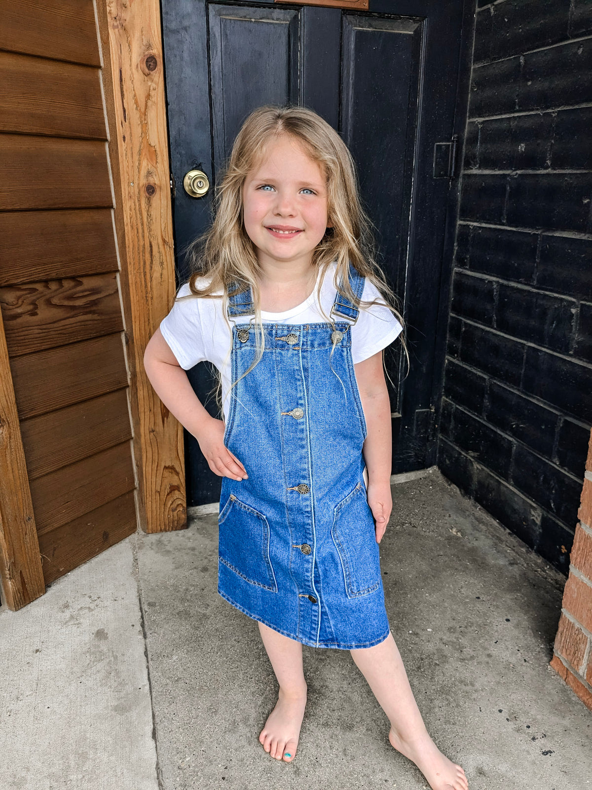 Girls Denim Overall Dress