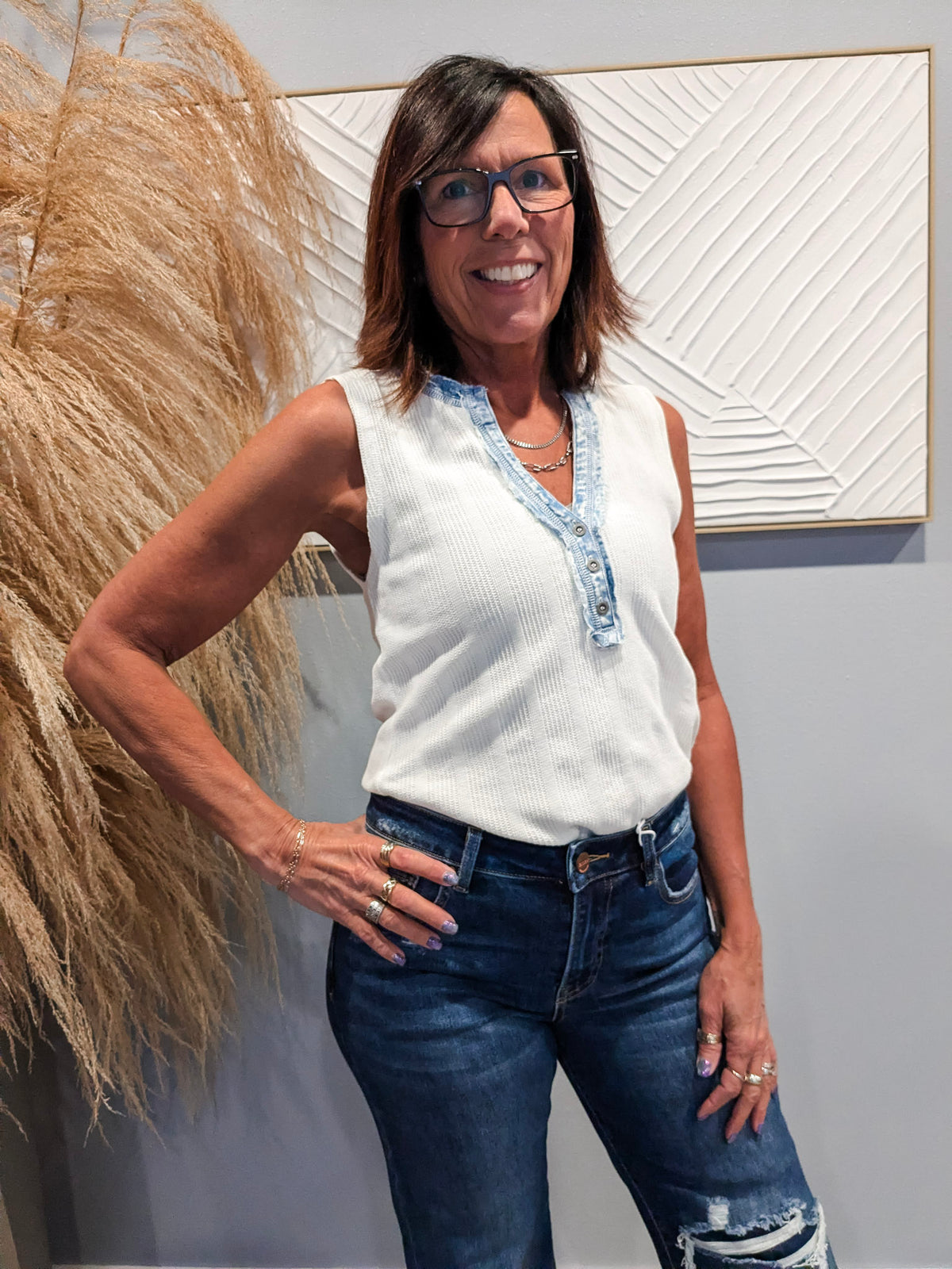 Amelia Sleeveless Henley Top