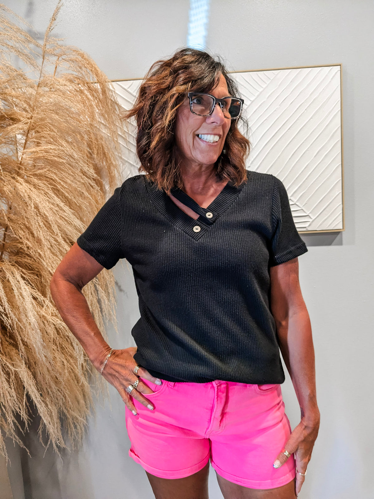 Summer Ribbed V-Neck Top