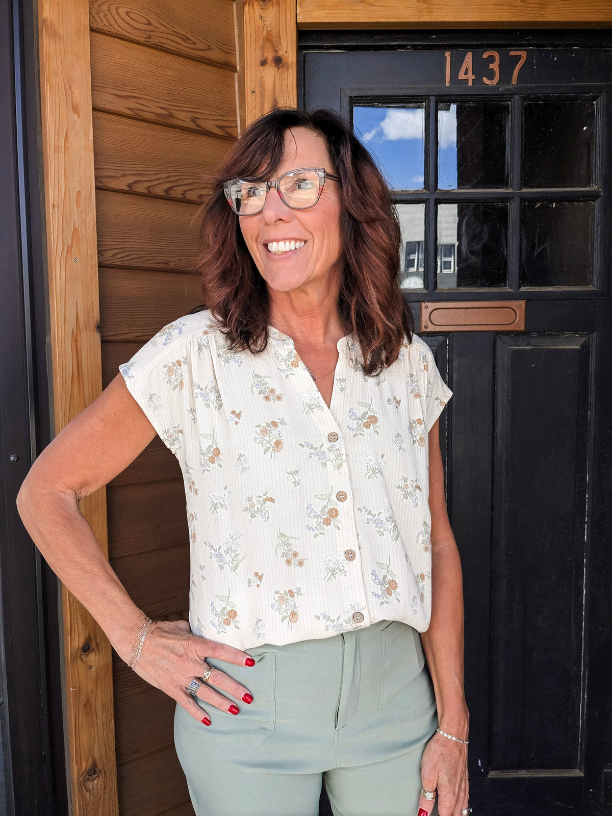 Floral Short Sleeve Button Down