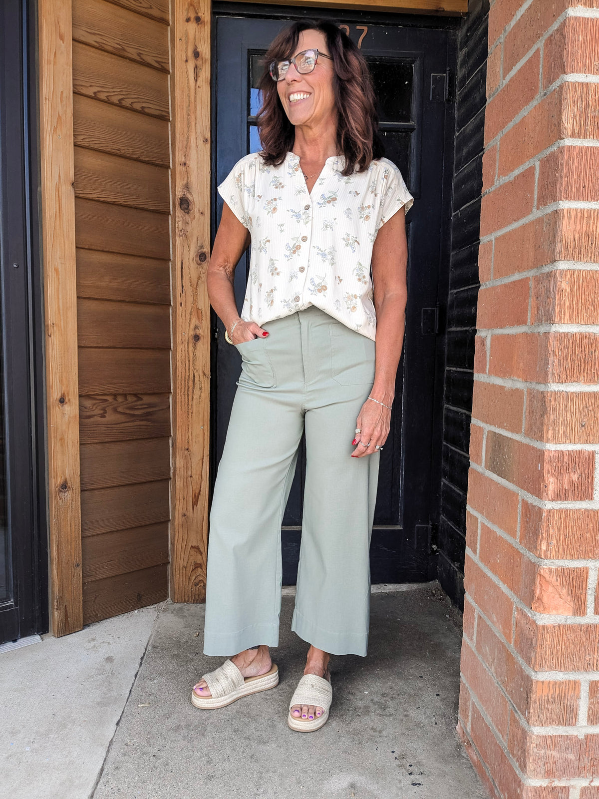 Wide Leg Dress Pants - Olive