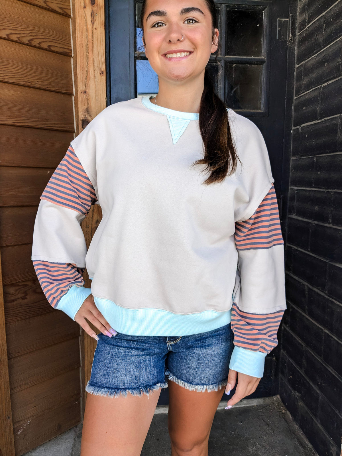 Striped Patchwork Sweatshirt