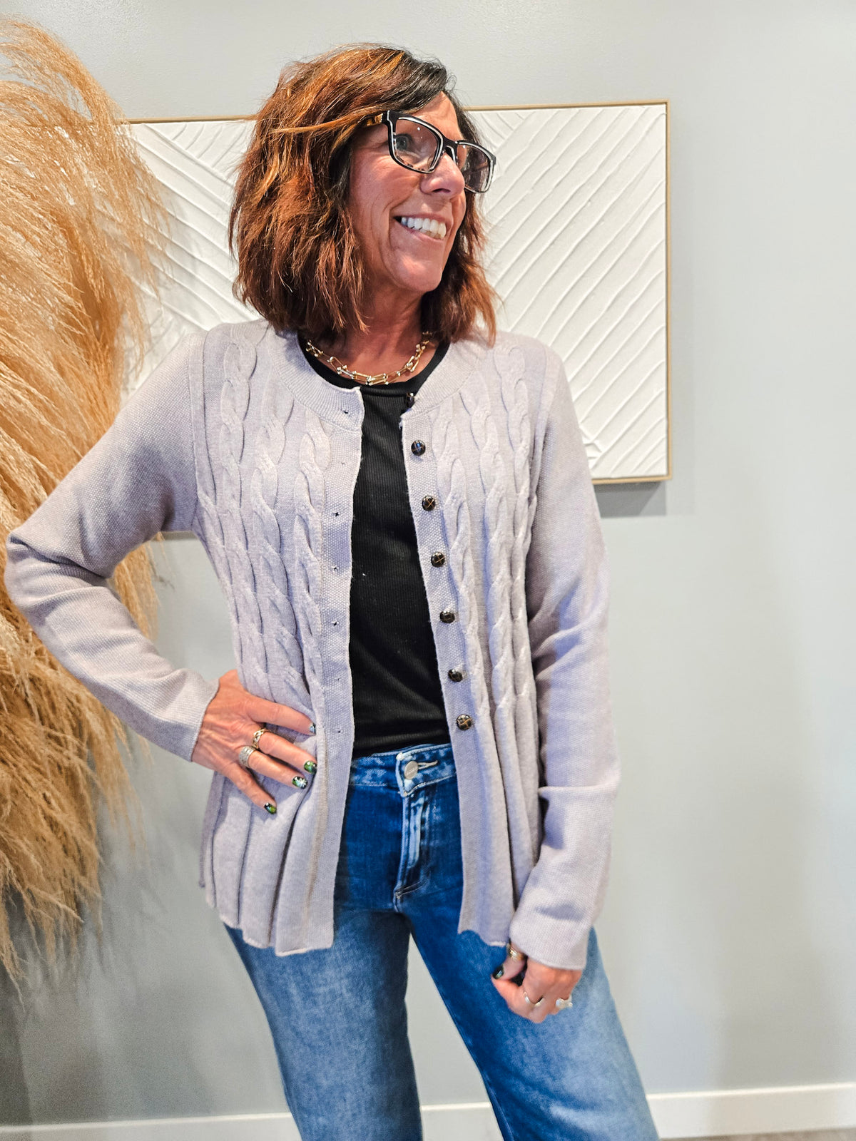 Cable Cardigan Sweater