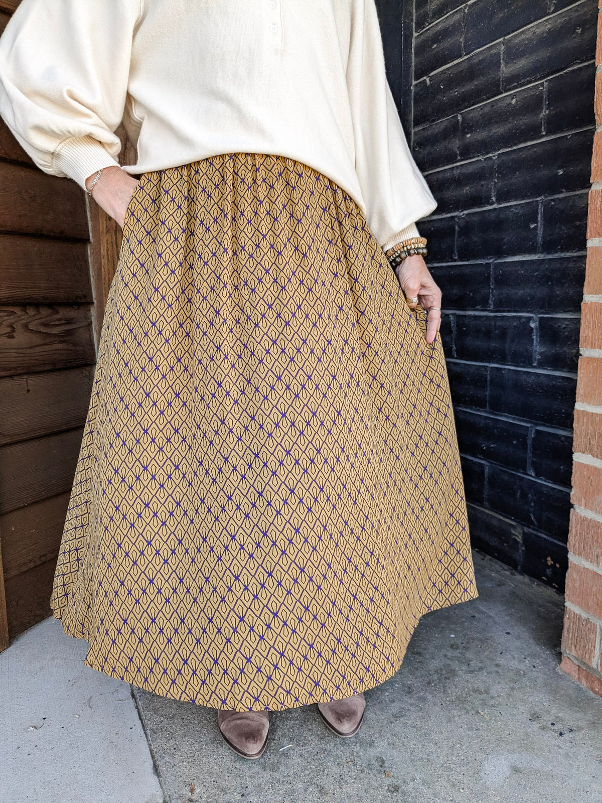 Maren Abstract Midi Skirt