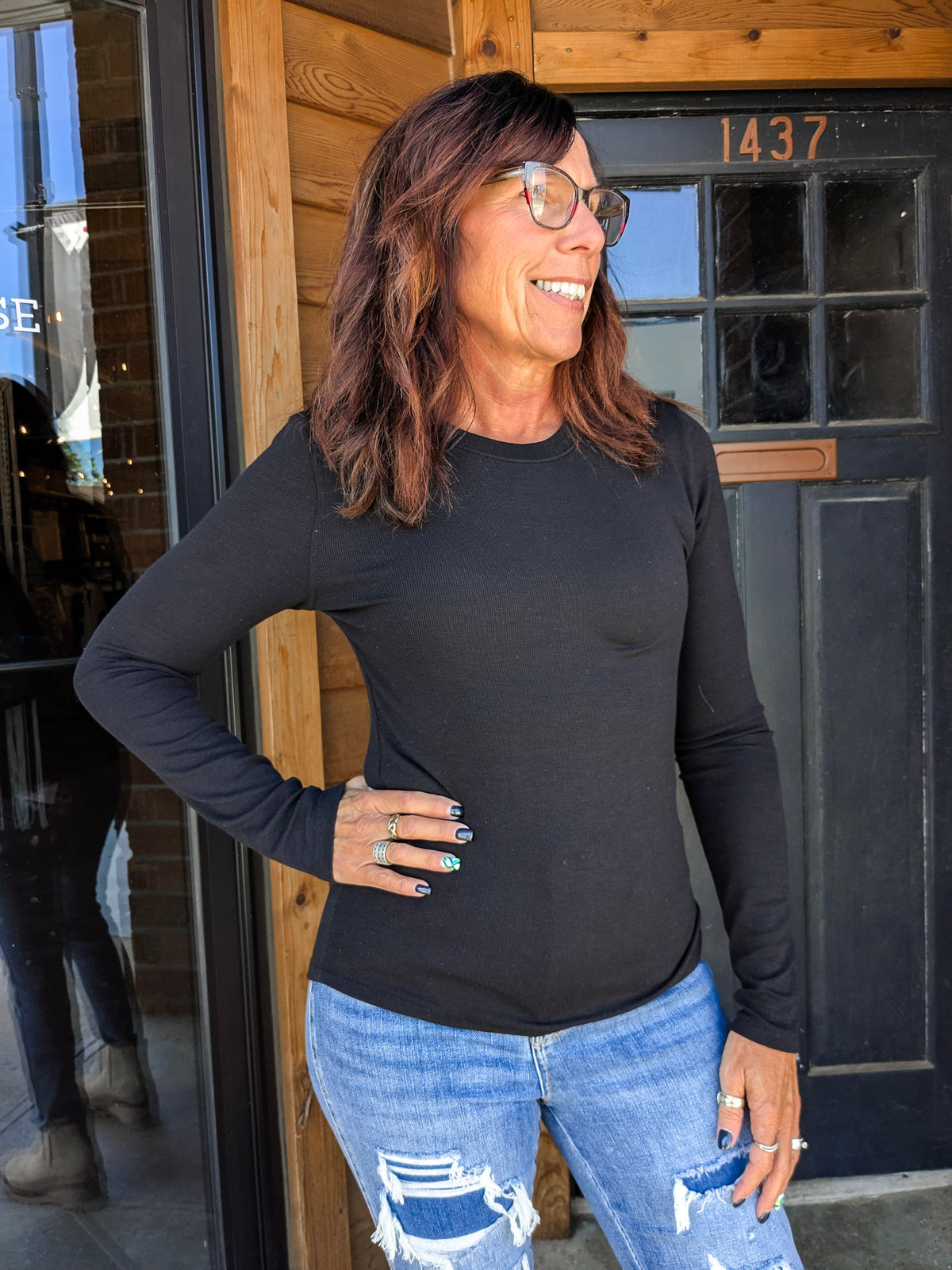 Ribbed Crewneck Longsleeve Top